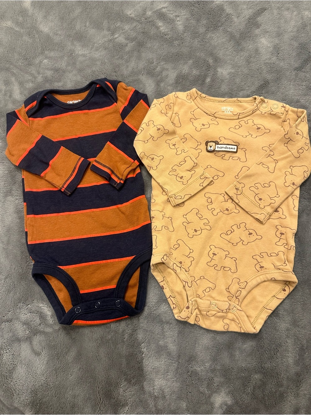 Carter's Navy, Rust & Tan Long-Sleeve Baby One-Piece Duo